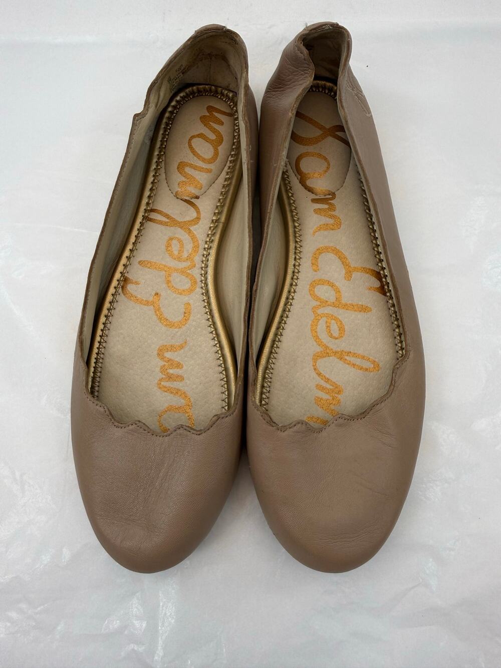 Sam Edelman Finnegan Nude Leather Scalloped Ballet Flats Size 8 Capsule - Picture 1 of 8